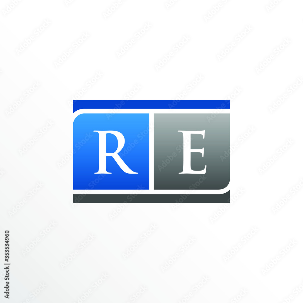 Initial Letter RE Square Logo Design Initial Letter RE Square Logo Design