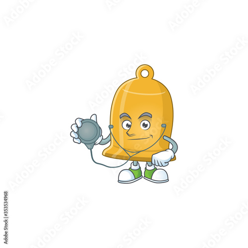 Cartoon character of bell dedicated Doctor Work with stethoscope
