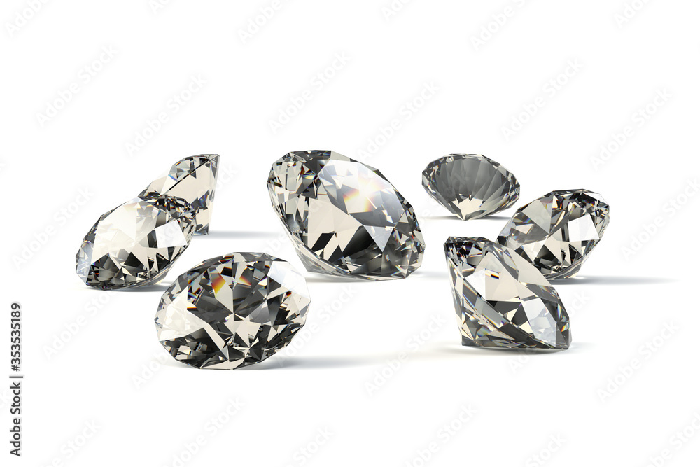 Diamonds, Jewelry, Gemstones, Isolated on White Diamonds, Jewelry, Gemstones, Isolated on White