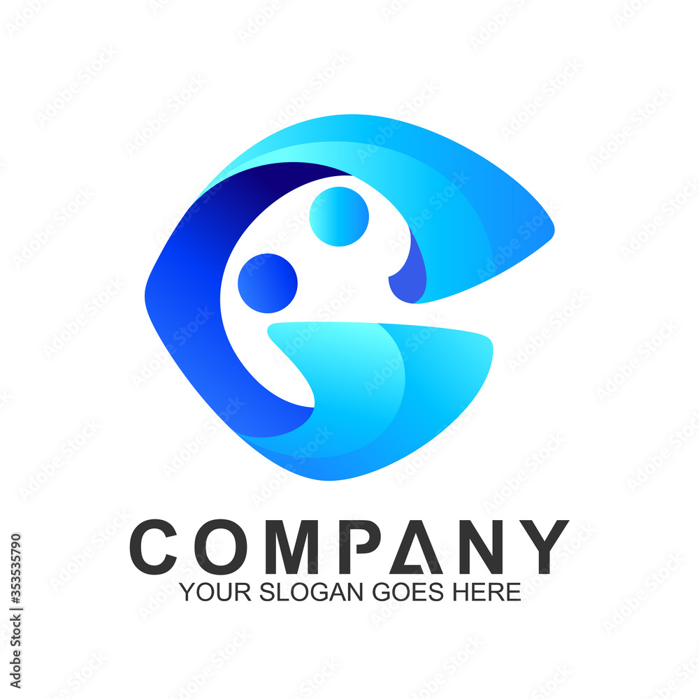 People Letter G Logo design vector