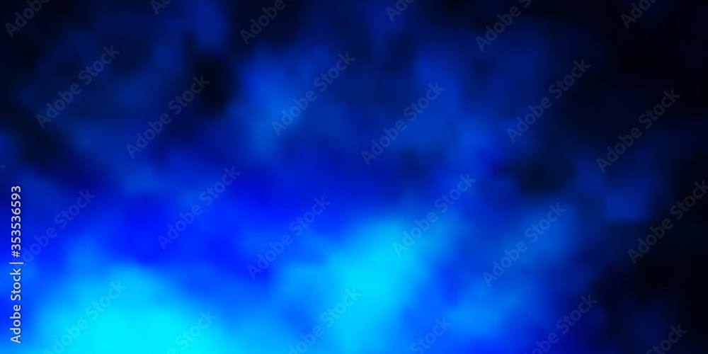 Dark BLUE vector backdrop with cumulus. Gradient illustration with colorful sky, clouds. Template for websites.