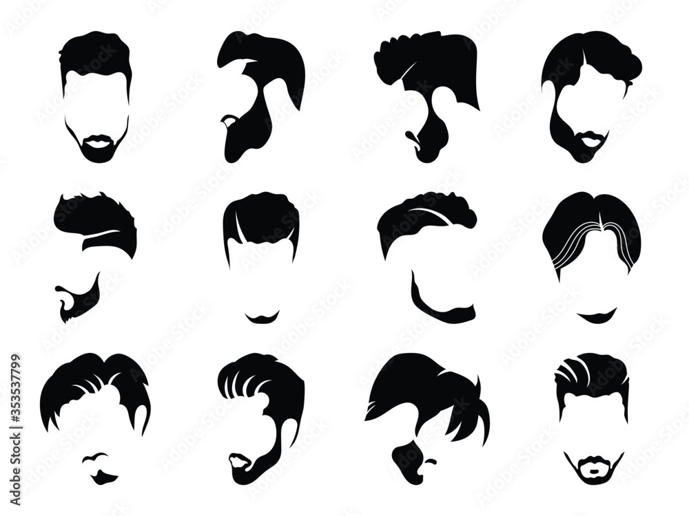 Men hairstyles and haircut with beard vector illustration. Stock Vector |  Adobe Stock