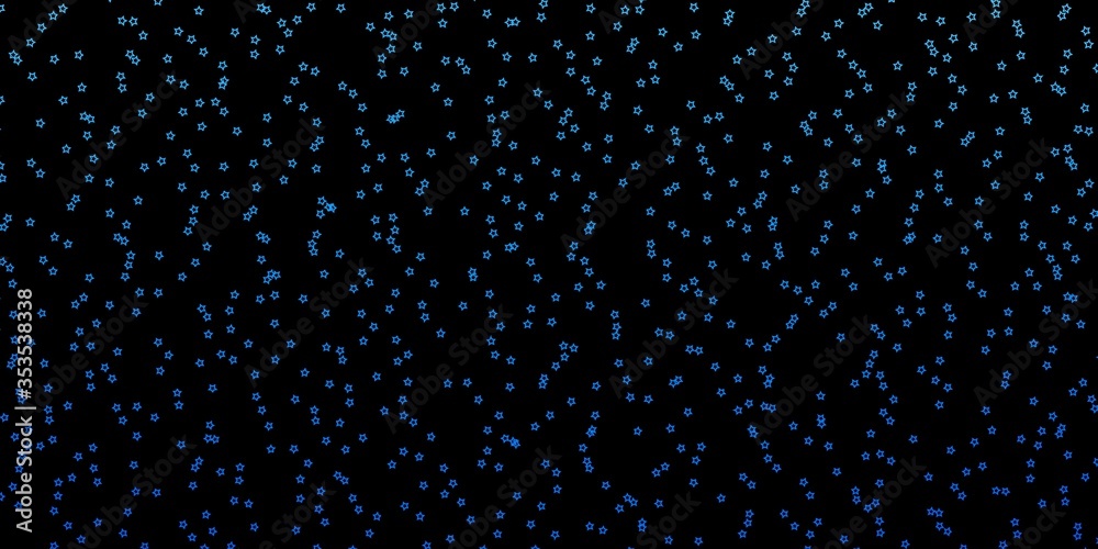 Dark BLUE vector template with neon stars. Blur decorative design in simple style with stars. Best design for your ad, poster, banner. Dark BLUE vector template with neon stars. Blur decorative design in simple style with stars. Best design for your ad, poster, banner.