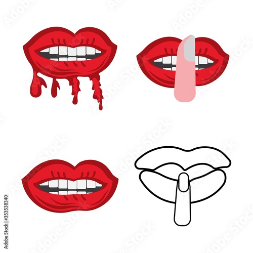 Kiss icon and symbols, lips seal of a sexy woman vector illustration.

