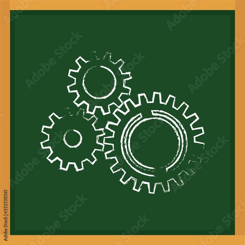 Gears drawn on chalkboard