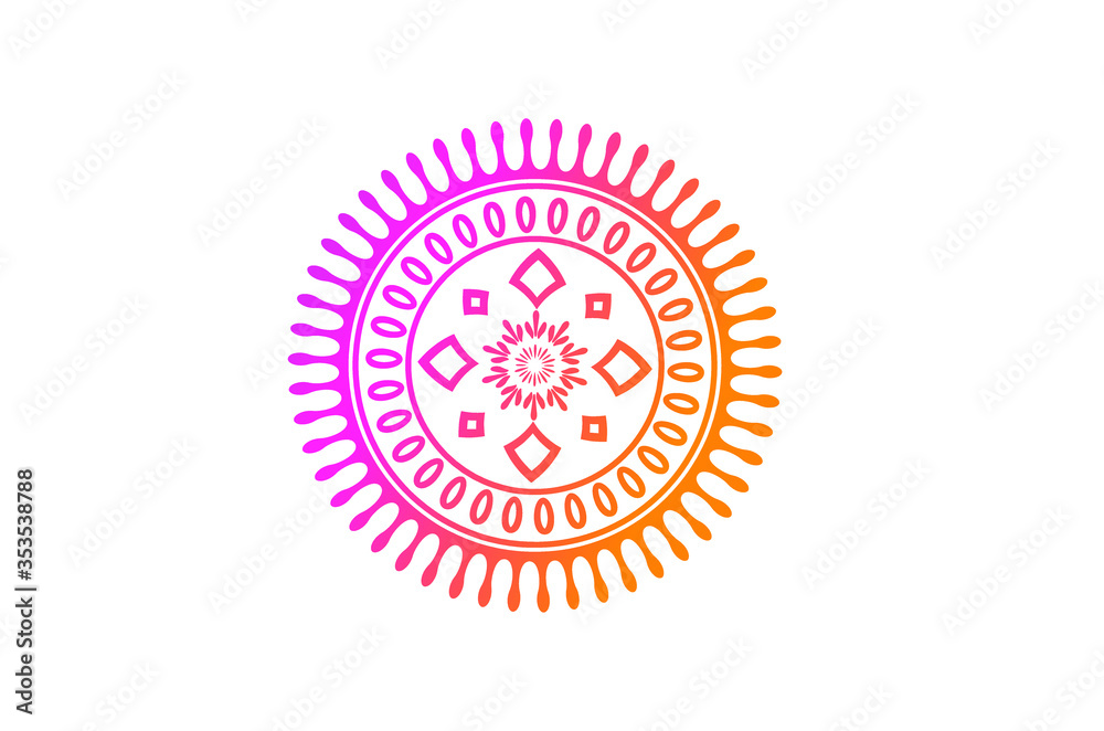 Round gradient mandala on white background, Vector boho mandala in orange and pink colors. Mandala with floral patterns.
Round gradient mandala on white background, Vector boho mandala in orange and pink colors. Mandala with floral patterns.