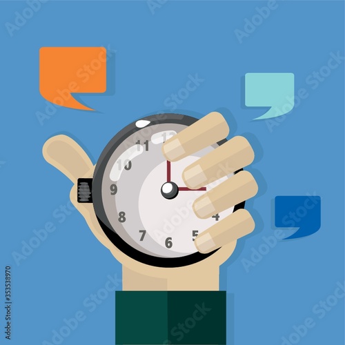 Man holding stopwatch infographic