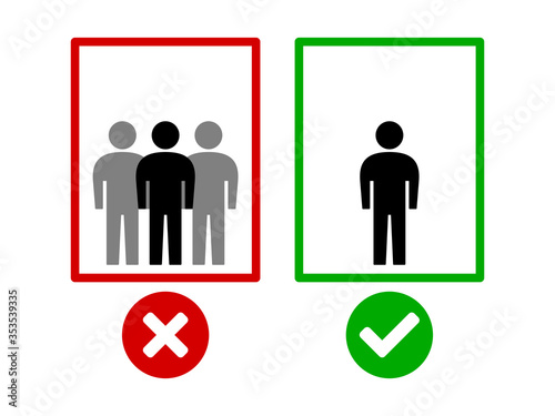 Maintain Social Distancing and Keep Your Distance While Using the Elevator Icon. Vector Image.