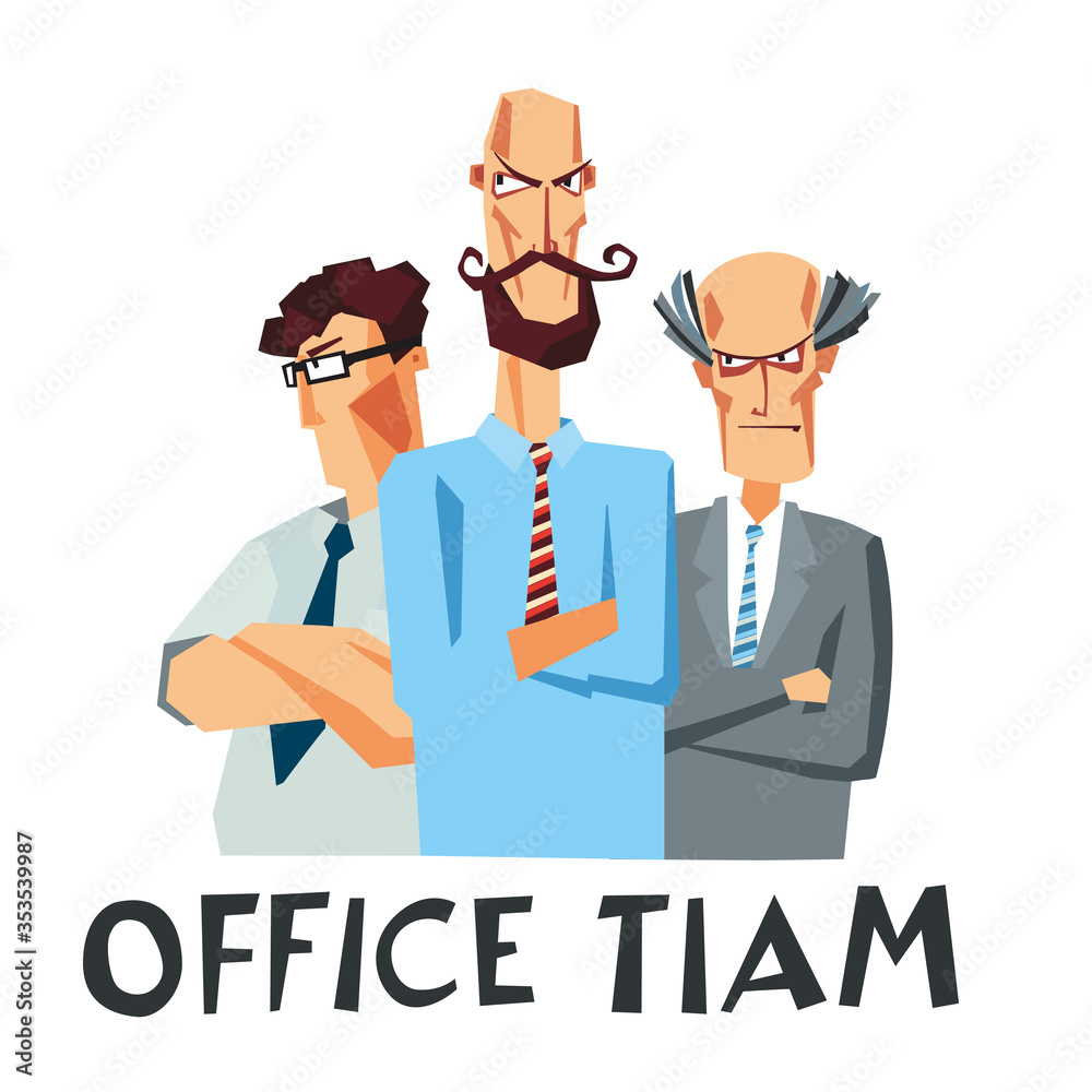 Office special forces. Harsh comic cartoon characters. Vector hand drawing Office special forces. Harsh comic cartoon characters. Vector hand drawing
