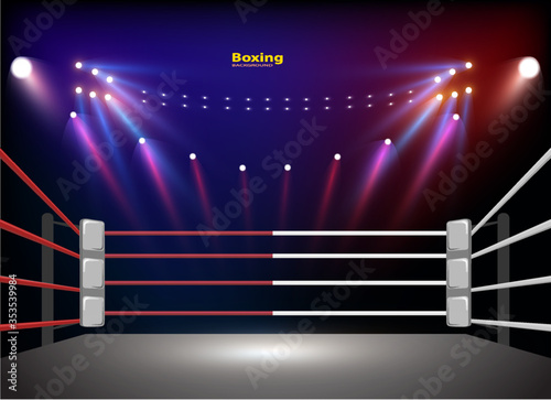 Boxing ring arena and floodlights Vector illumination eps 10