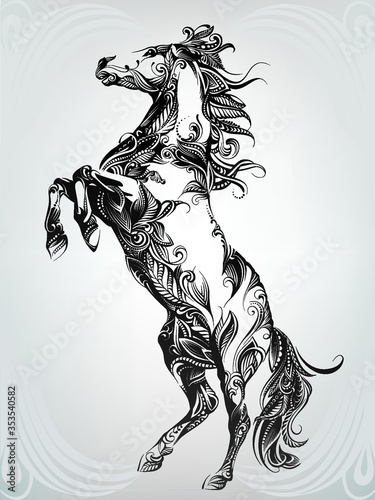 Silhouette of a horse in ornament
