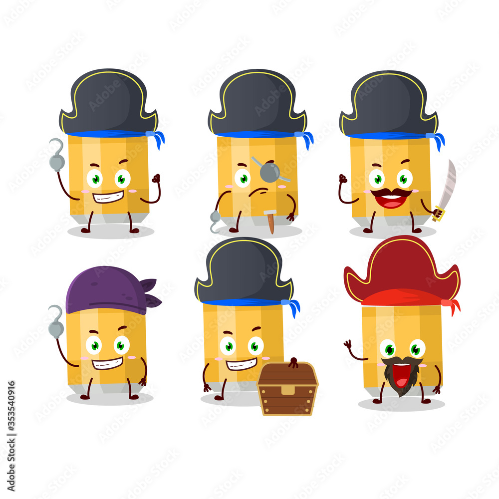 Cartoon character of beer can with various pirates emoticons