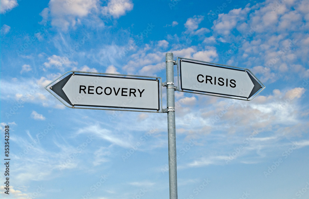 Fototapeta premium Direction road sign with words.