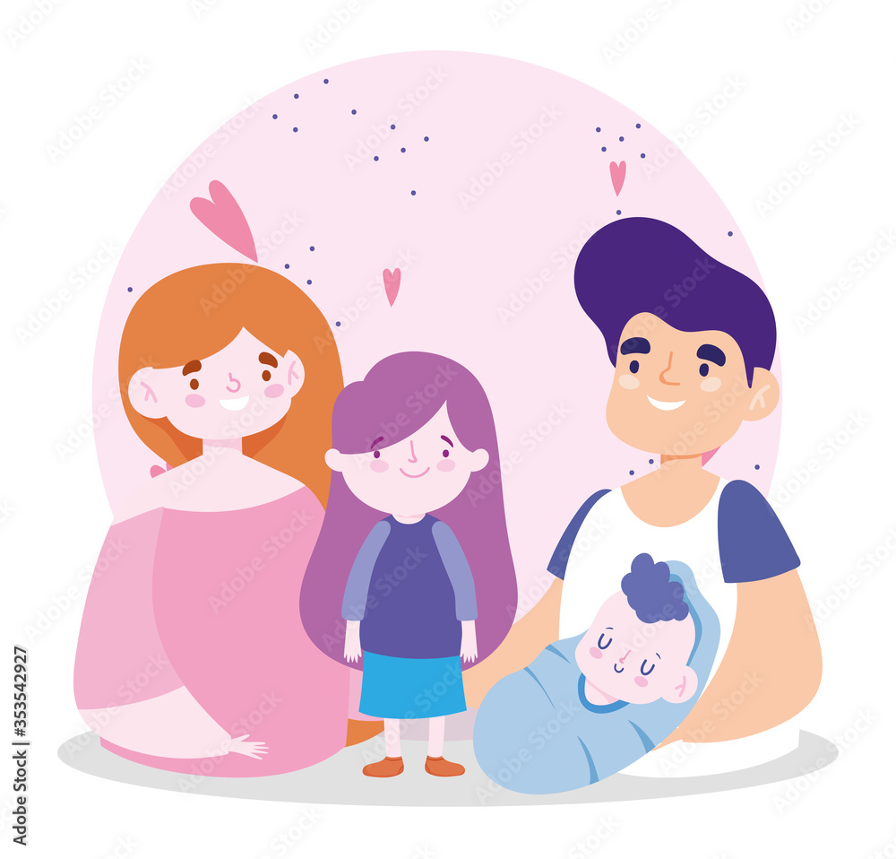 father mother little daughter and baby, family day father mother little daughter and baby, family day