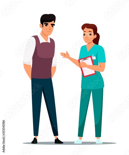Man getting doctor consultation isolated on white