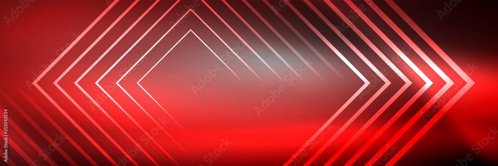 Shiny neon glowing techno lines, hi-tech futuristic abstract background template with square shapes Shiny neon glowing techno lines, hi-tech futuristic abstract background template with square shapes