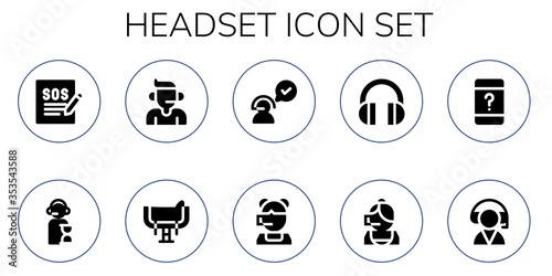 Modern Simple Set of headset Vector filled Icons