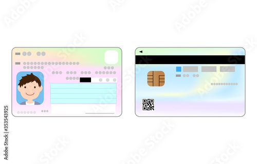 男性の顔写真付きマイナンバーカードの表面と裏面のイラスト