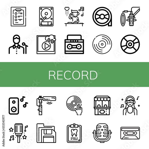Set of record icons