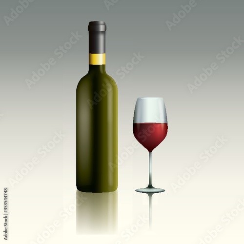 Wine bottle and glass