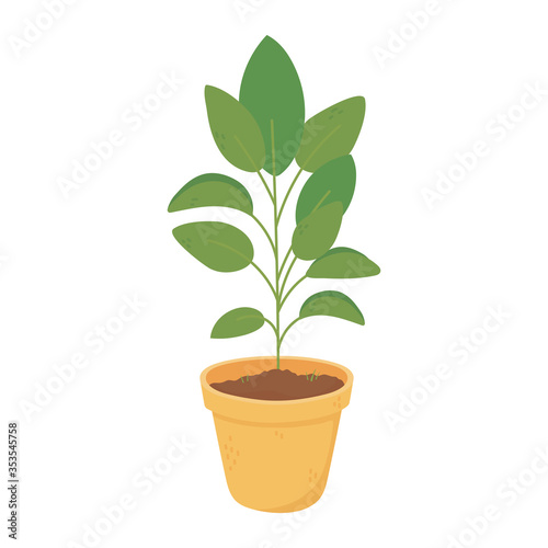 potted plant interior decoration isolated icon design