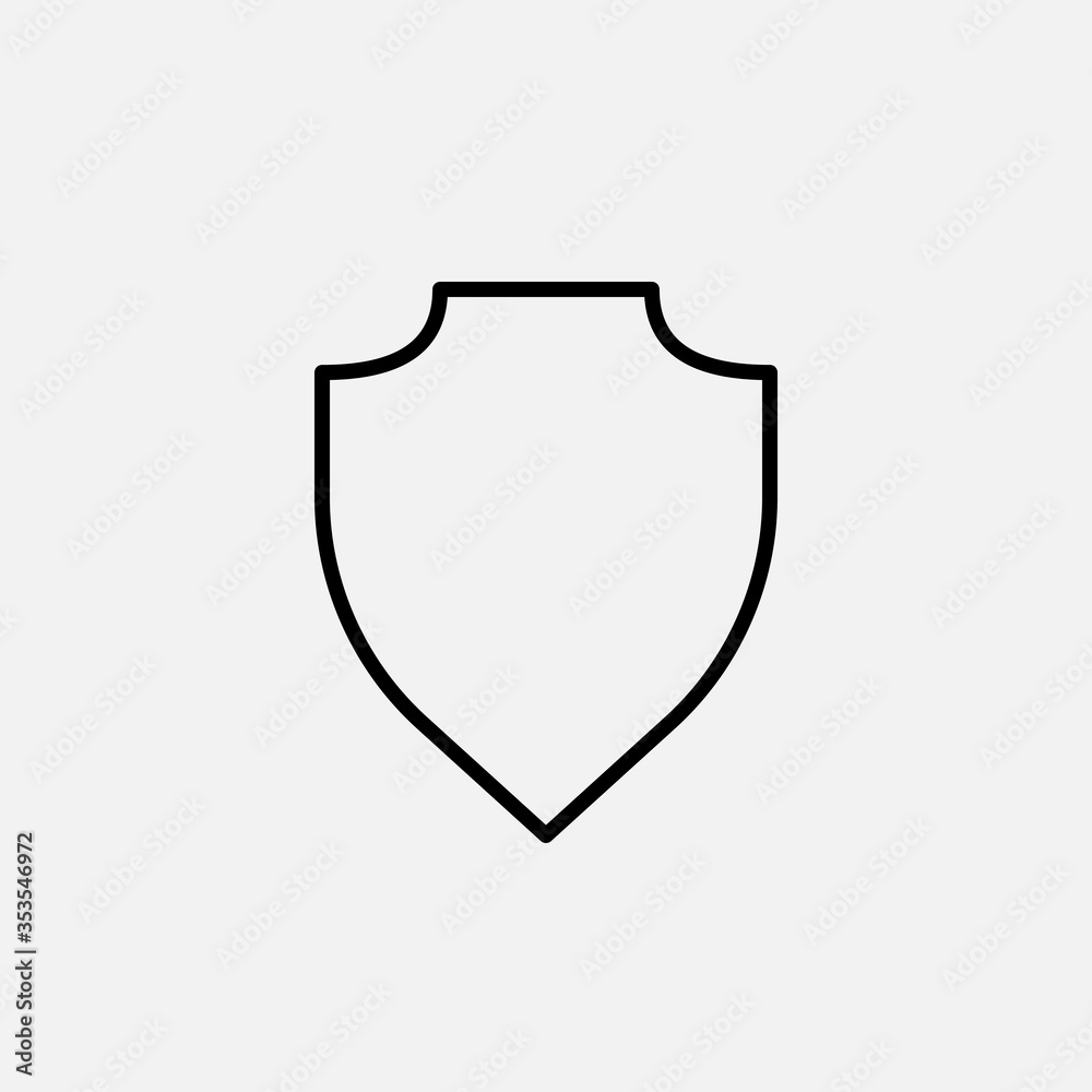 Shield icon. Protection and guard, safety symbol. logo. Outline design editable stroke. For yuor design. Stock - Vector illustration.