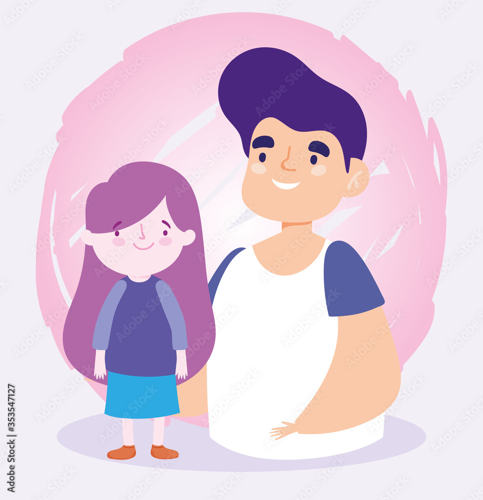 dad and daughter portrait characters family day dad and daughter portrait characters family day