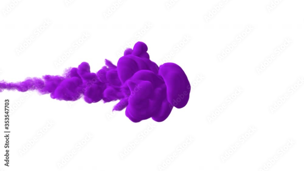 3D animation of the purple ink or smoke against the white background rendered in UHD, luma matte is included