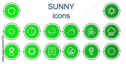 Editable 14 sunny icons for web and mobile