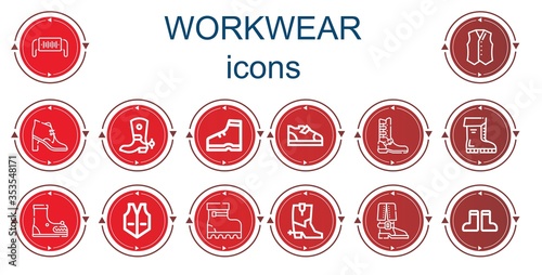 Editable 14 workwear icons for web and mobile