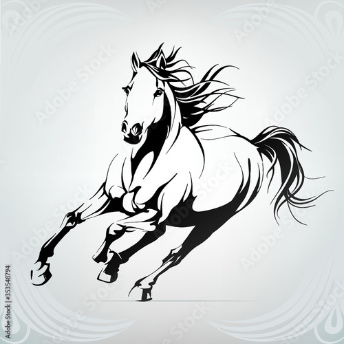 Fototapet Silhouette of the running horse