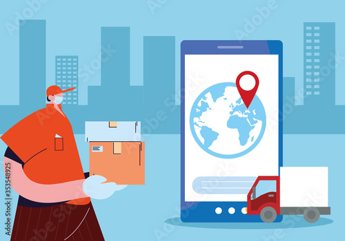 courier delivery service with smart phone, tracking of packages