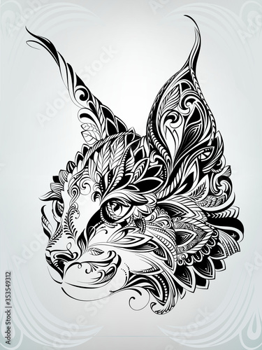 Lynx head in ornament