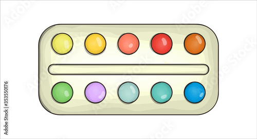 Paint palette icon. Vector colored stationery, drawing materials, office or school supplies isolated on white background. Cartoon style