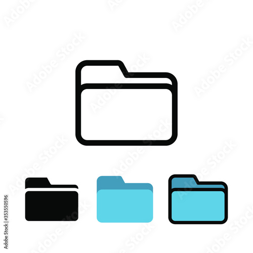 Folder button for organizing document or file storage in computer. save file in stationary object for website design.  Blue folder icon. Vector illustration. Design on white background. EPS 10
