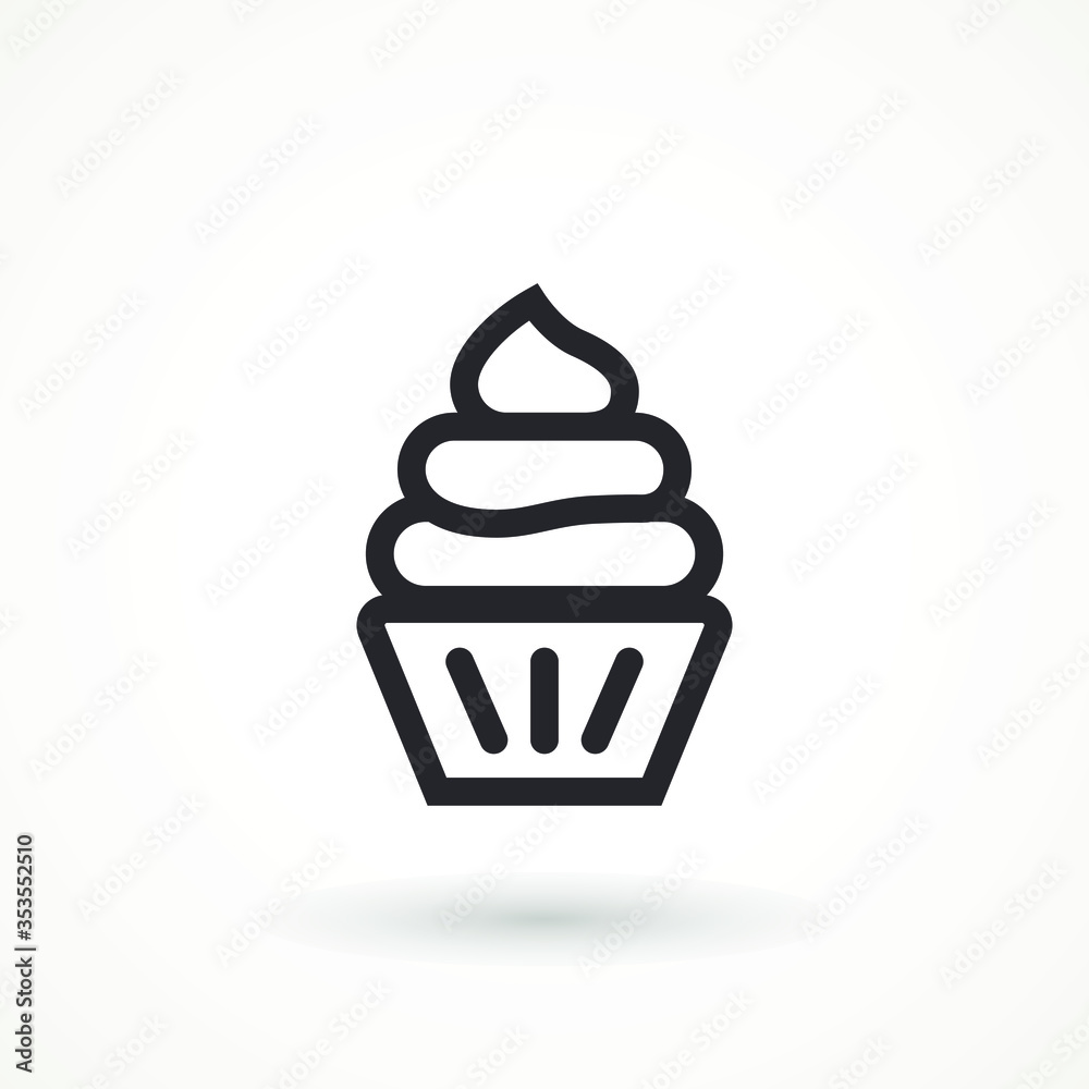 vanilla cream cupcake muffin icon illustration confectionery bakery pastry line icon sign logo on isolated background Sweet food symbol vanilla cream cupcake muffin icon illustration confectionery bakery pastry line icon sign logo on isolated background Sweet food symbol