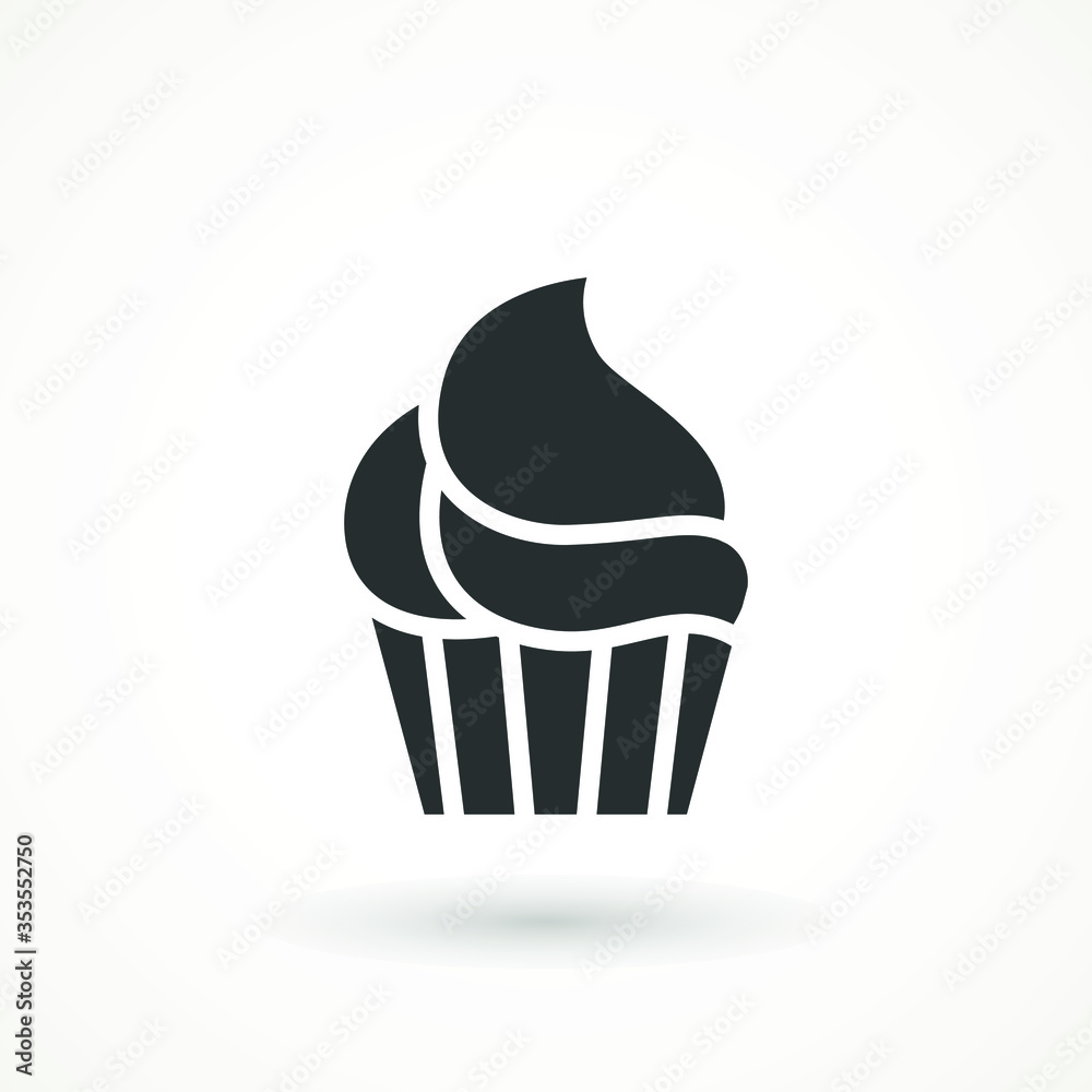 vanilla cream cupcake muffin icon illustration confectionery bakery pastry icon sign logo on isolated background Sweet food symbol vanilla cream cupcake muffin icon illustration confectionery bakery pastry icon sign logo on isolated background Sweet food symbol