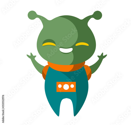 happy cute cool martian kid