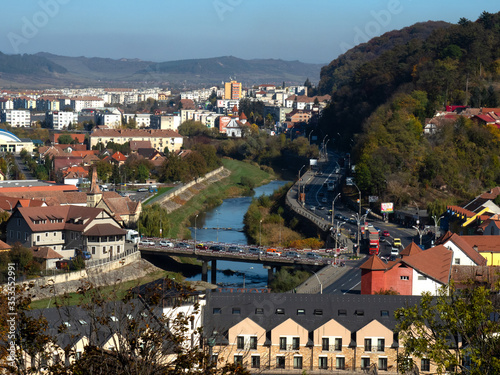 Sighișoara, Transylvania / Romania - October 24, 2019: City view from clock tower.