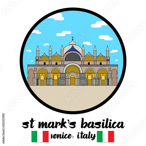 Circle Icon St Mark’s Basilica. Vector illustration