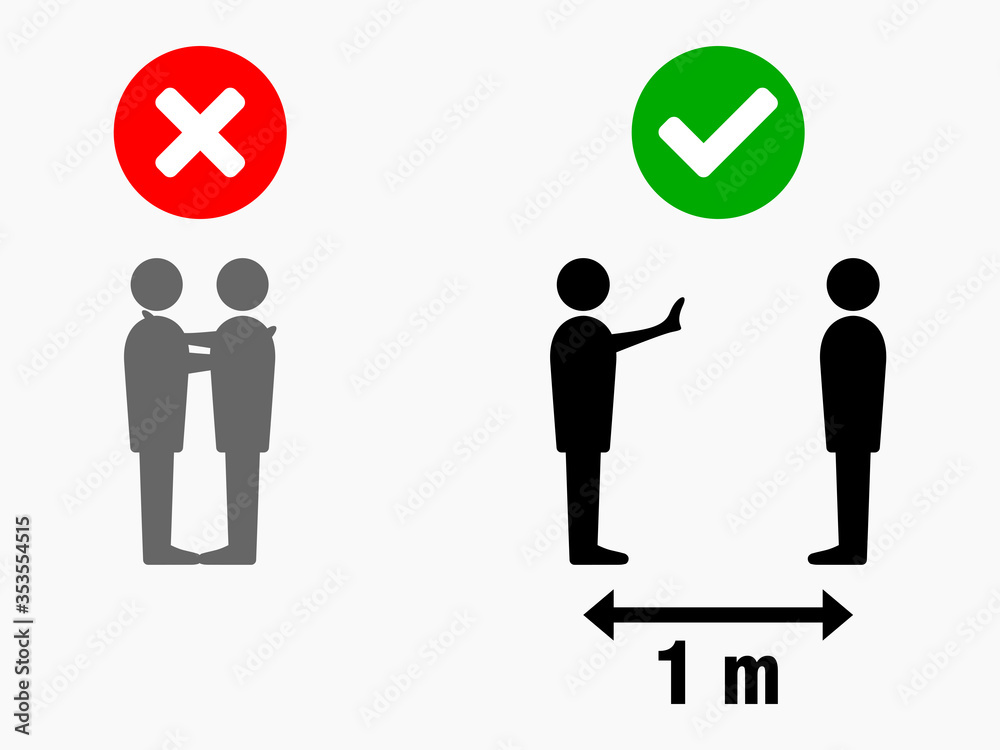 Social Distancing Keep Your Distance 1 Meter No Hugs Greeting Infographic. Vector Image. Social Distancing Keep Your Distance 1 Meter No Hugs Greeting Infographic. Vector Image.