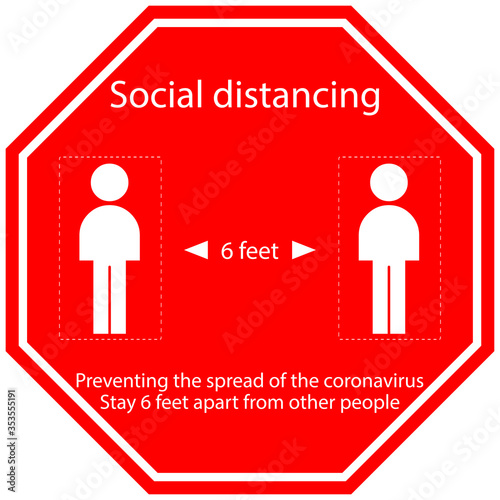 Icon people concept Social Distancing stay 6 feet apart from other people, the practices put in place to enforce social distancing, vector illustration