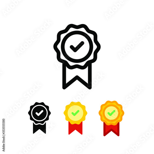 Approved certified medal for award sign. Guarantee in costumer assurance badge. Profile verification check mark. Medal tick award icon. Vector illustration. Design on white background. EPS 10
