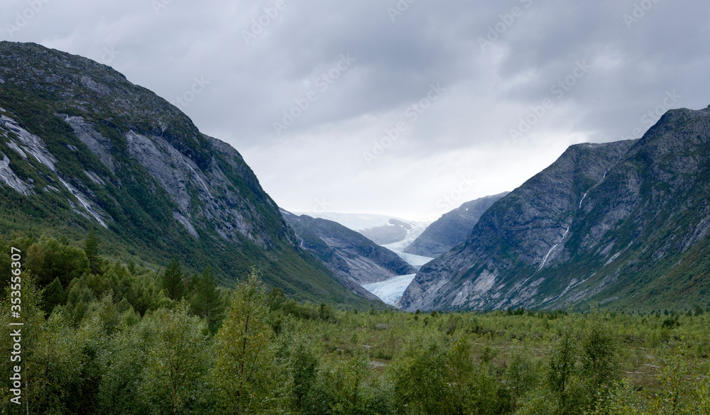 Jostedal glacier in central Norway and mountains
