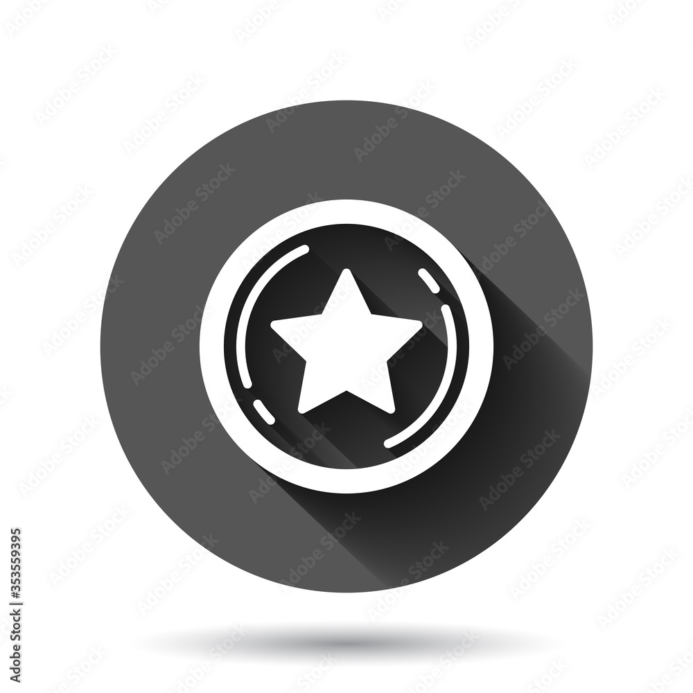 Loyalty icon in flat style. Reward vector illustration on black round background with long shadow effect. Discount circle button business concept. Loyalty icon in flat style. Reward vector illustration on black round background with long shadow effect. Discount circle button business concept.