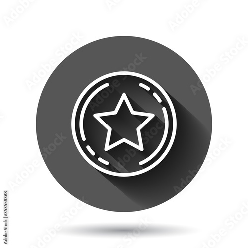 Loyalty icon in flat style. Reward vector illustration on black round background with long shadow effect. Discount circle button business concept.