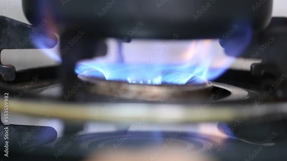 Macro of burning gas stove Macro of burning gas stove