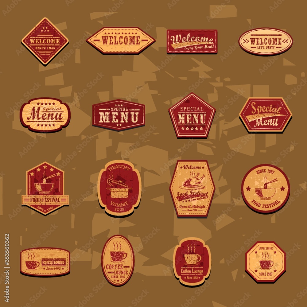 Collection of restaurant labels