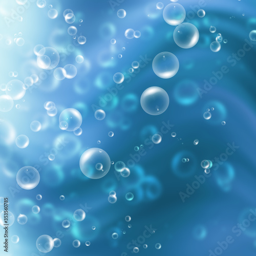 bubbles in the blue water