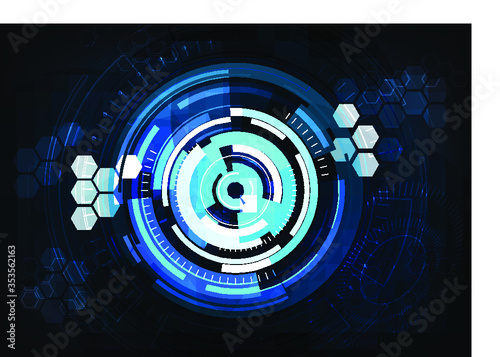 abstract background with circles in the middle and hexagon surrounding components